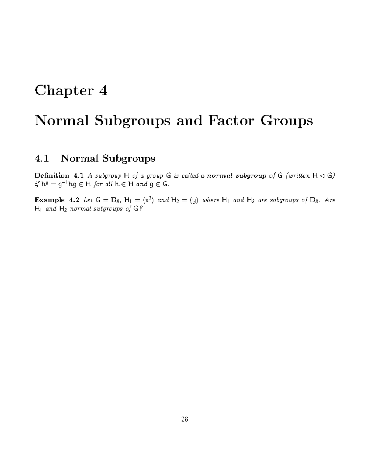 Chapter 4 - Lecture Notes 4 - Chapter 4 Normal Subgroups And Factor ...