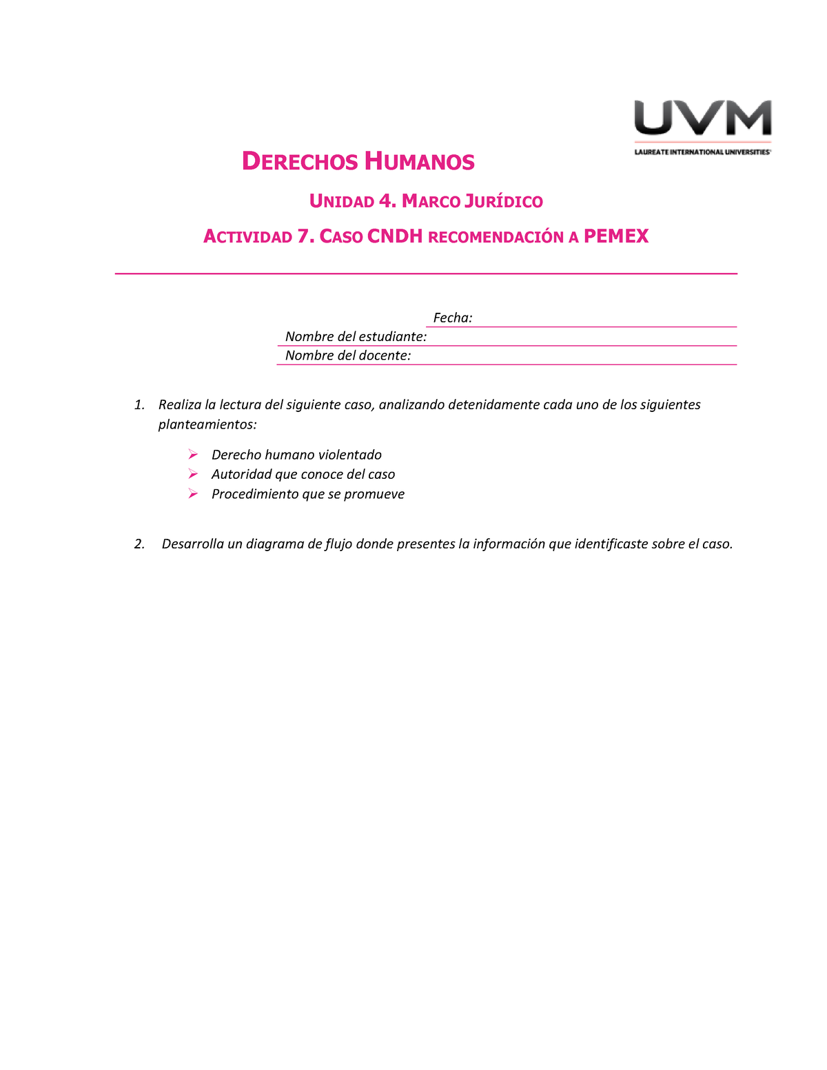 A7 Derechos Humanos Caso Cndh Derechos Humanos Unidad 4 Marco JurÍdico Actividad 7 Caso Cndh 8966