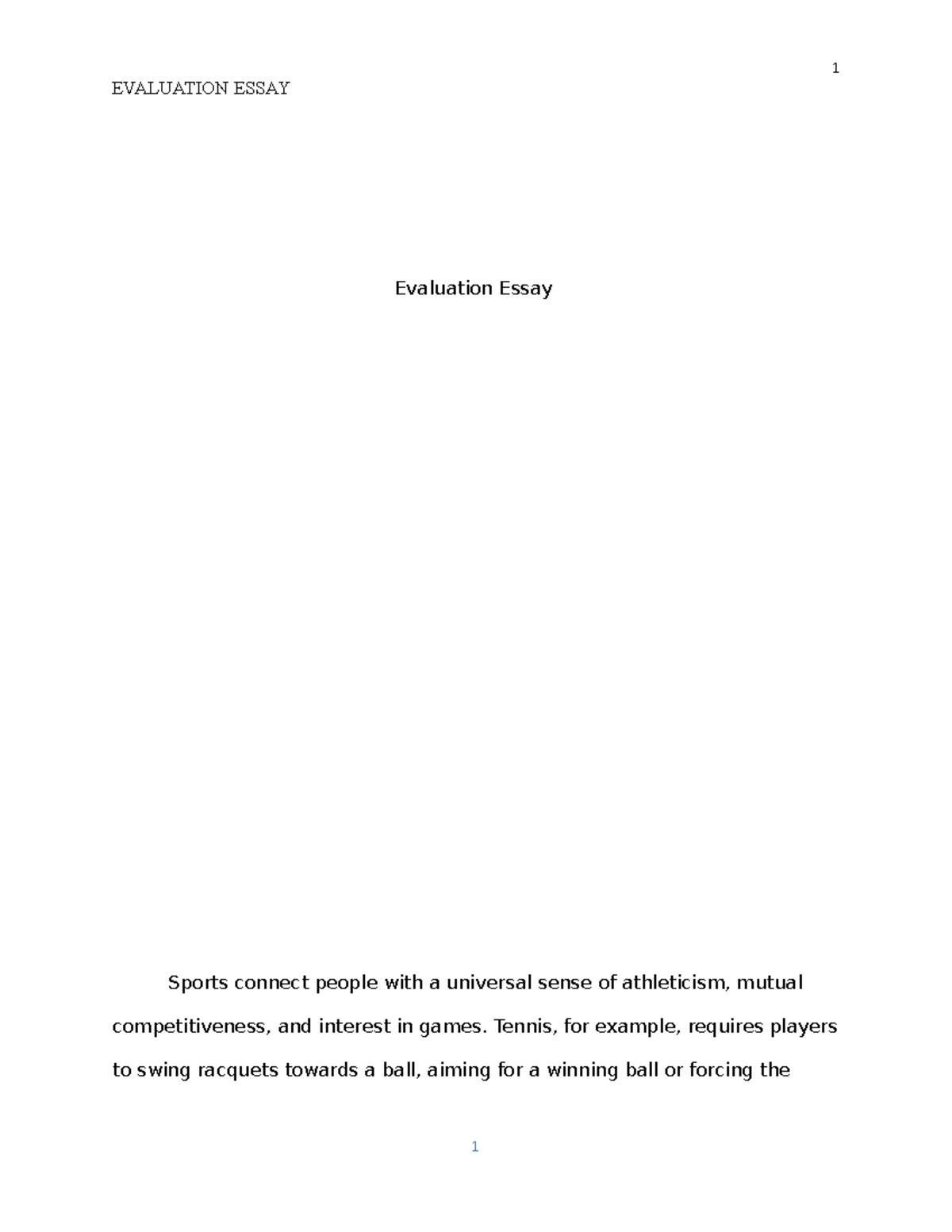 evaluation essay about sports