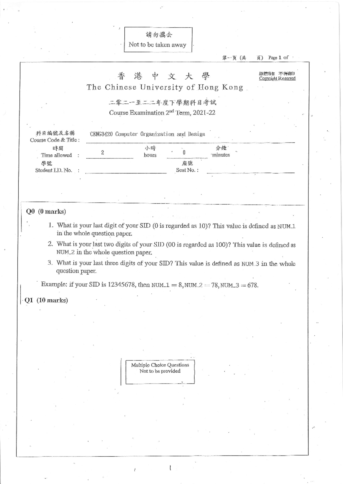 CENG3420 - nothing - Computer Organization and Design - Studocu