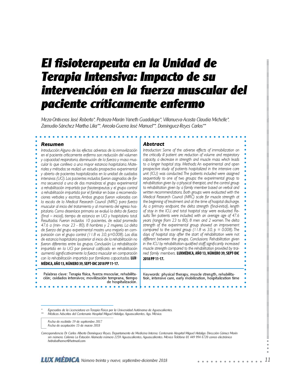 Fisioterapia En UCI - Calidad De Vida En El Trabajo Del Personal De ...