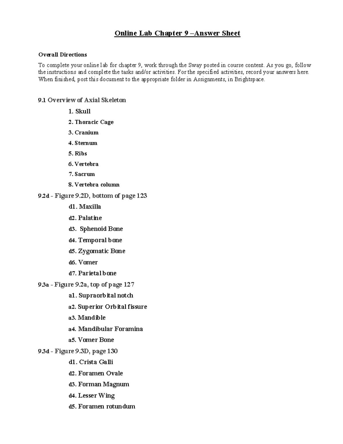 CH9 Answer Sheet updated SU21 - Online Lab Chapter 9 3Answer Sheet ...