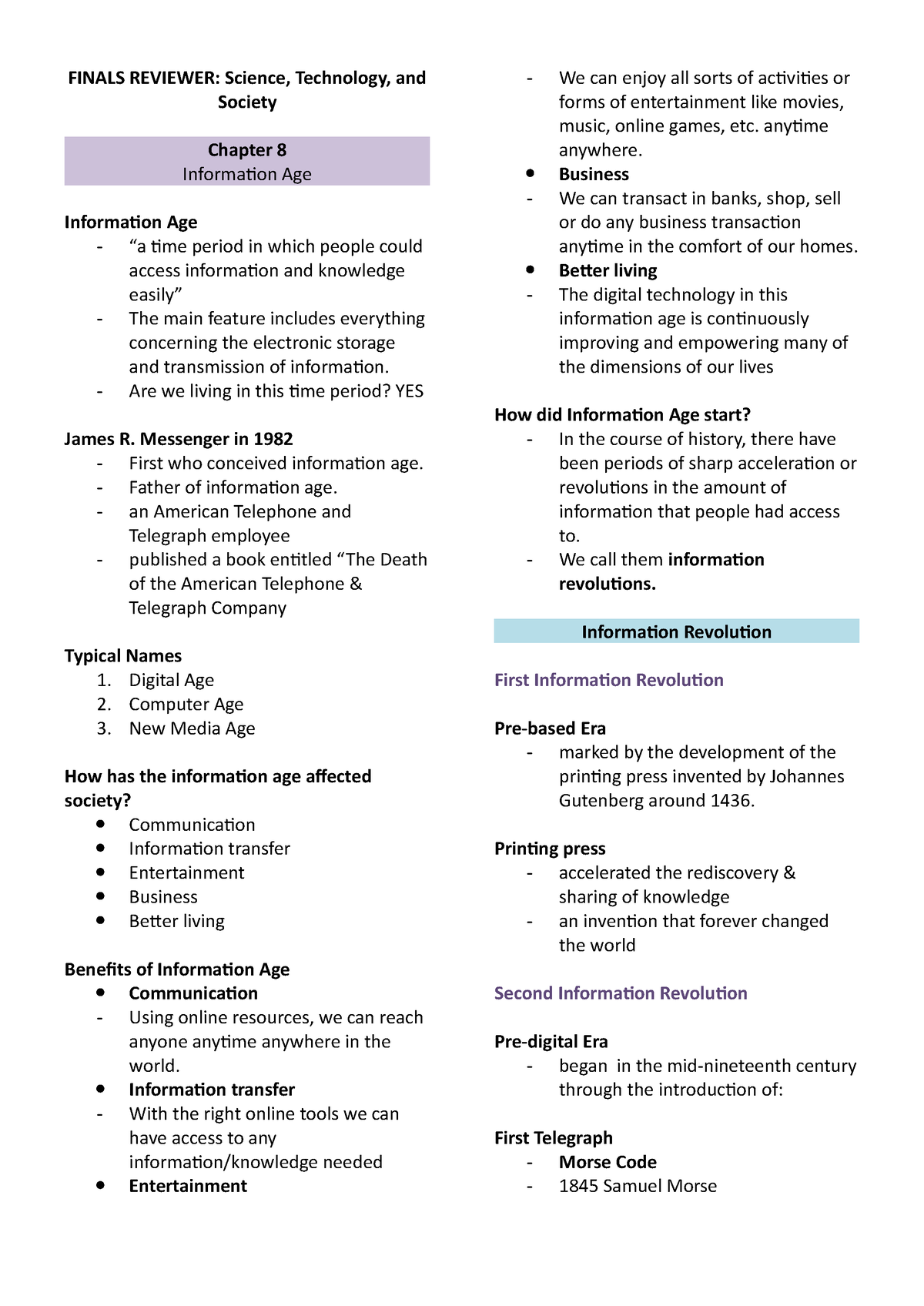 Finals Reviewer Science, Technology, and Society - FINALS REVIEWER ...