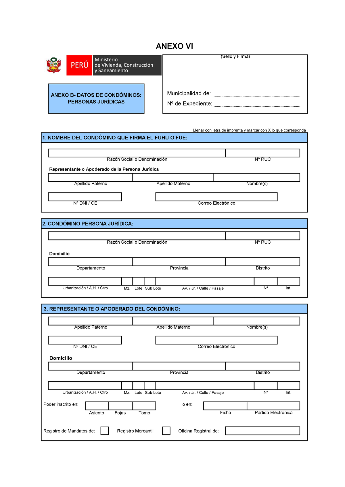 Anexo VI Formulario - Anexo B - Datos De Condóminos Personas Jurídicas ...