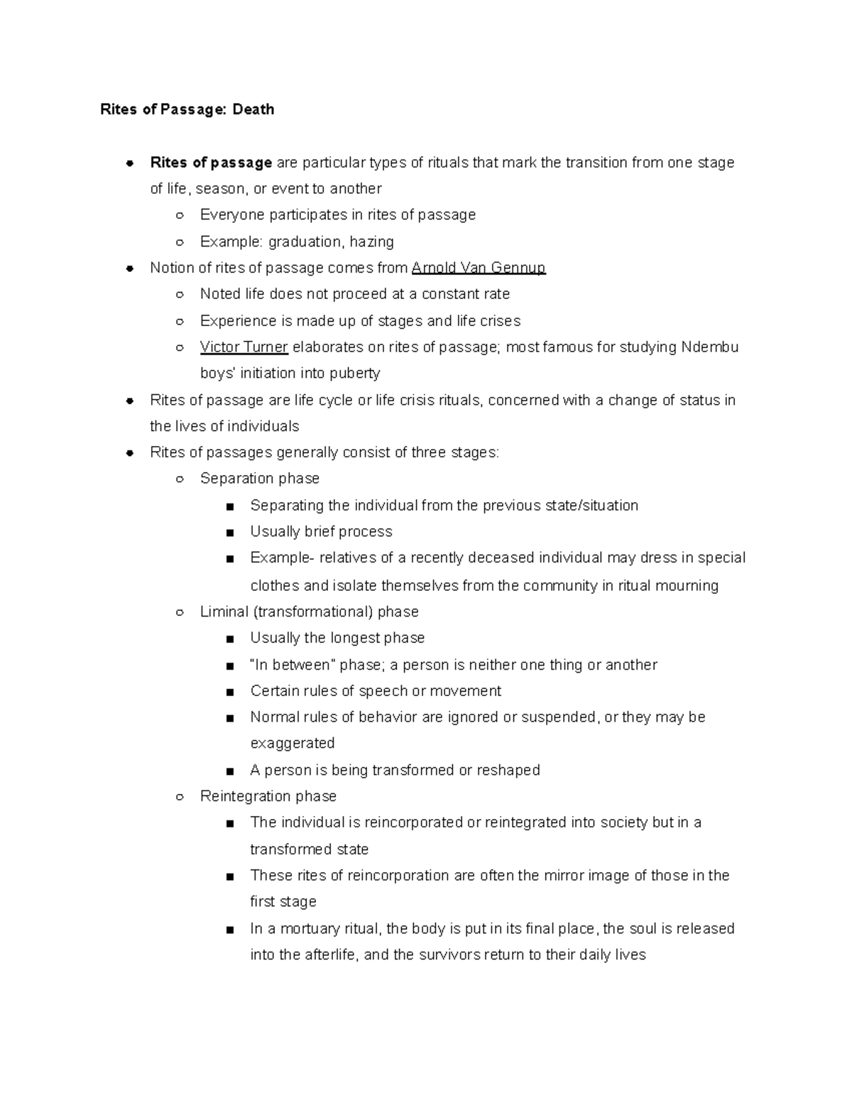Rites of Passage - Studocu