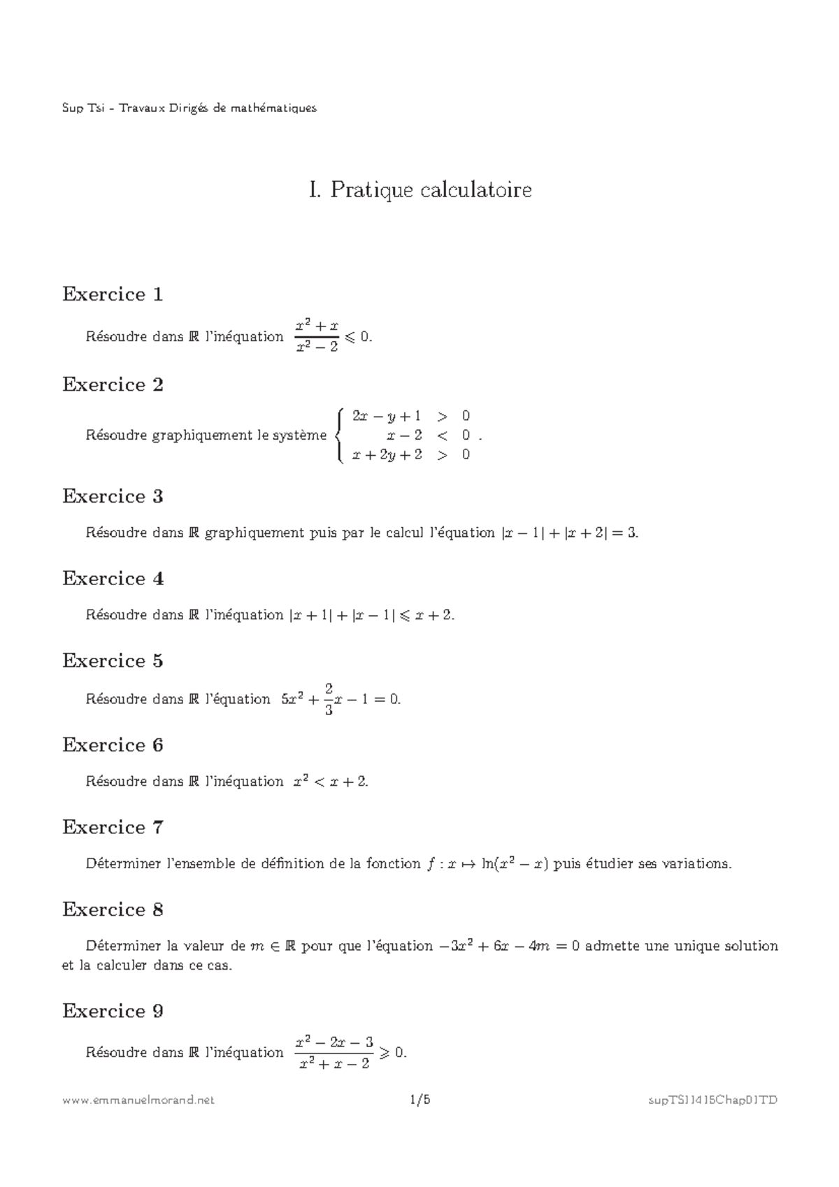 Exercices De Maths Sup – Cours De Mathématiques Supérieures – NOSXAT