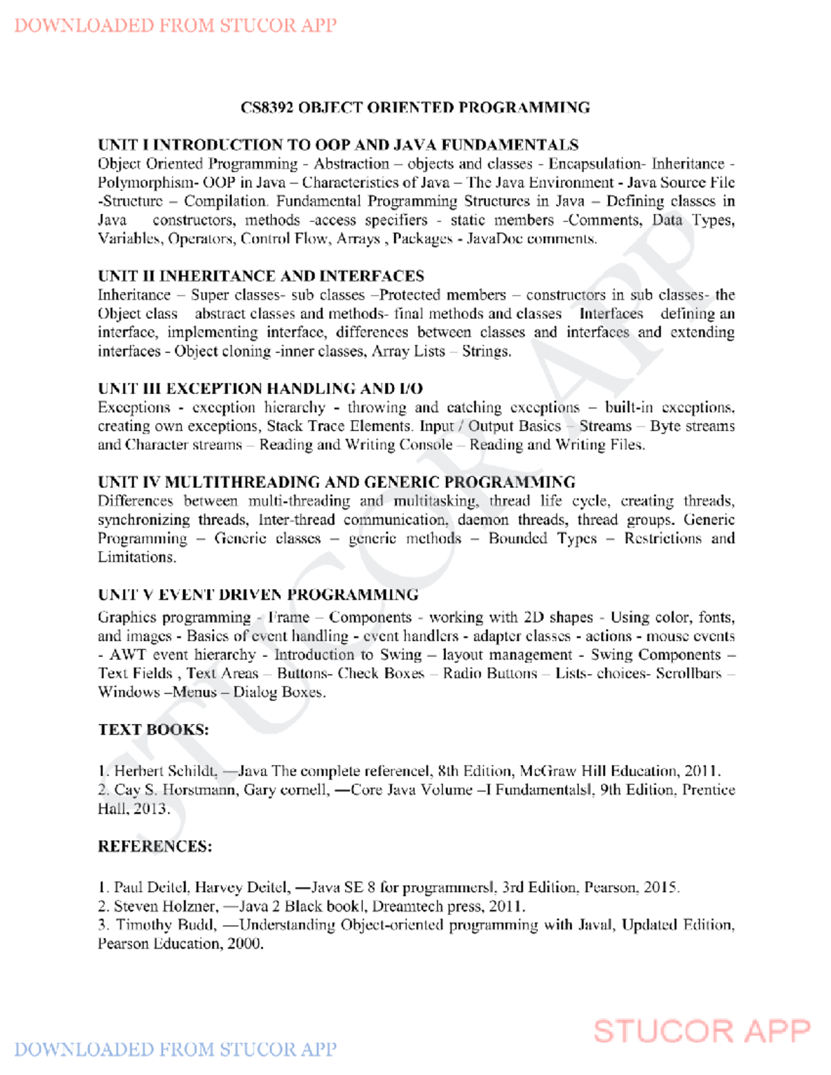 OOPS CS8392 Notes - oops - Following is an example of a class. public ...