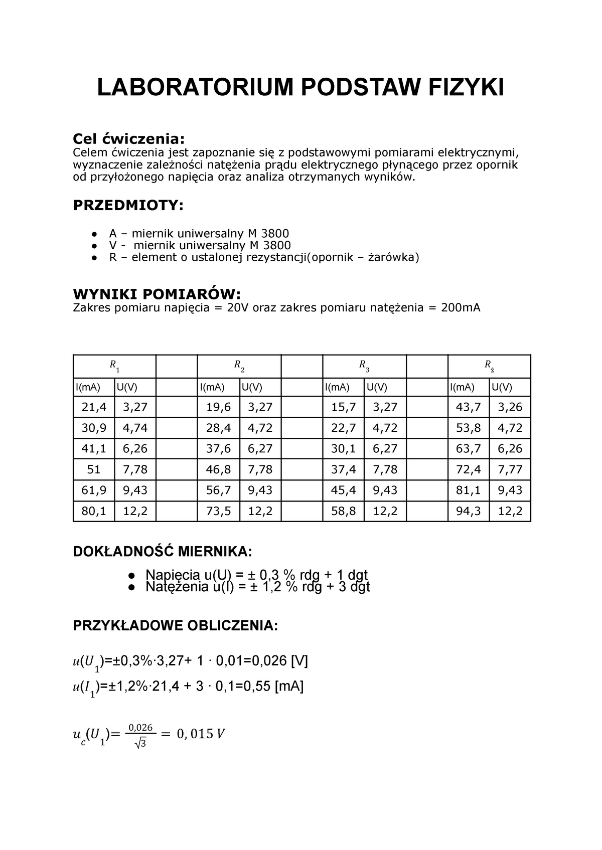 Laboratorium Podstaw Fizyki ćw 100B - LABORATORIUM PODSTAW FIZYKI Cel ...