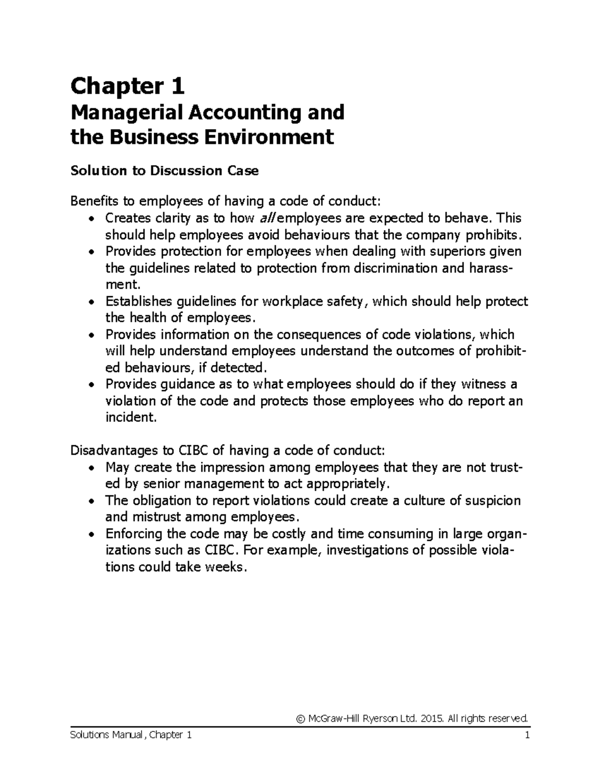 Garrison 10ce SM Ch01 Final R - Chapter 1 Managerial Accounting and the ...