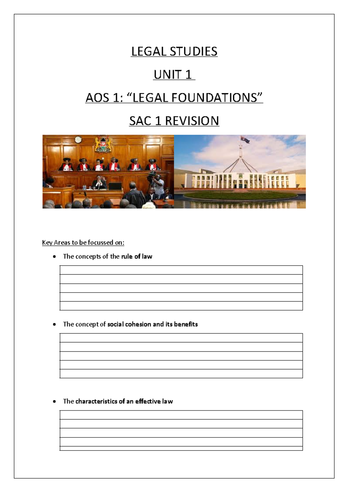 Legal Studies Text - LEGAL STUDIES UNIT 1 AOS 1: “LEGAL FOUNDATIONS ...