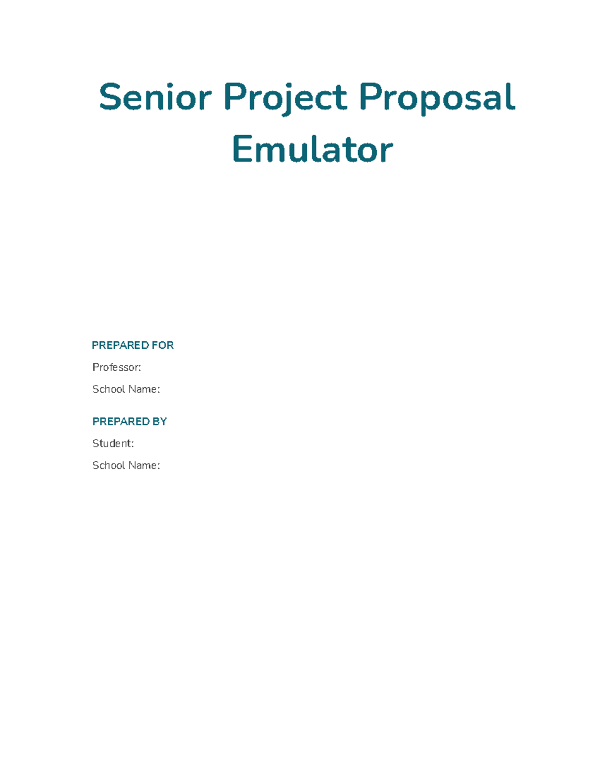 Senior project software development proposal - Senior Project Proposal ...