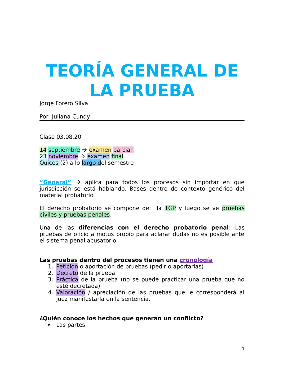 Teoría General De La Prueba TeorÍa General De La Prueba Jorge Forero Silva Por Juliana Cundy 6255