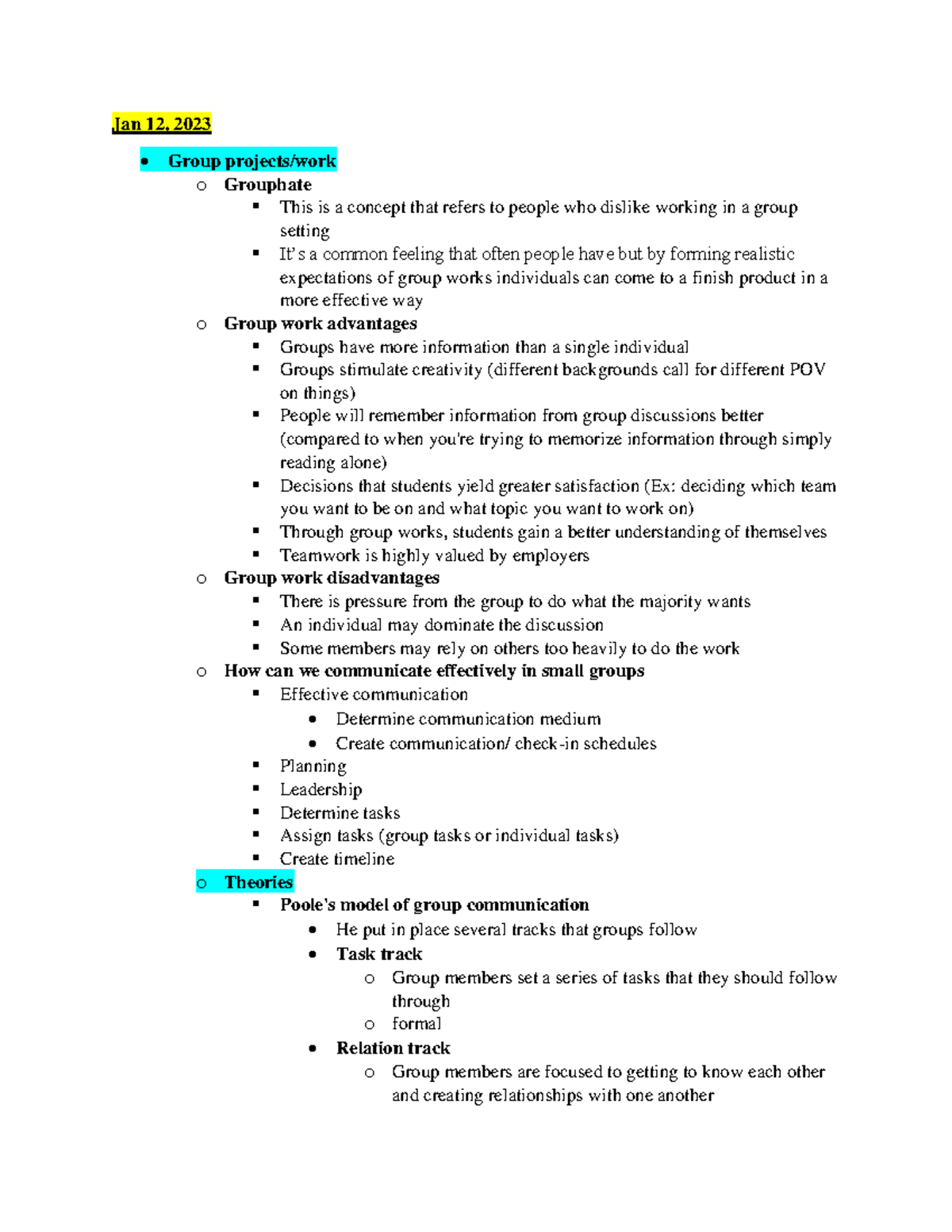Interpersonal Communication (CMN2130) Lecture notes - Jan 12, 2023 ...