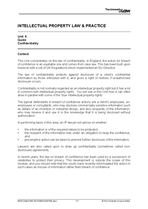 2122 ip ws03 ce01 guide - INTELLECTUAL PROPERTY LAW & PRACTICE Unit 3 ...