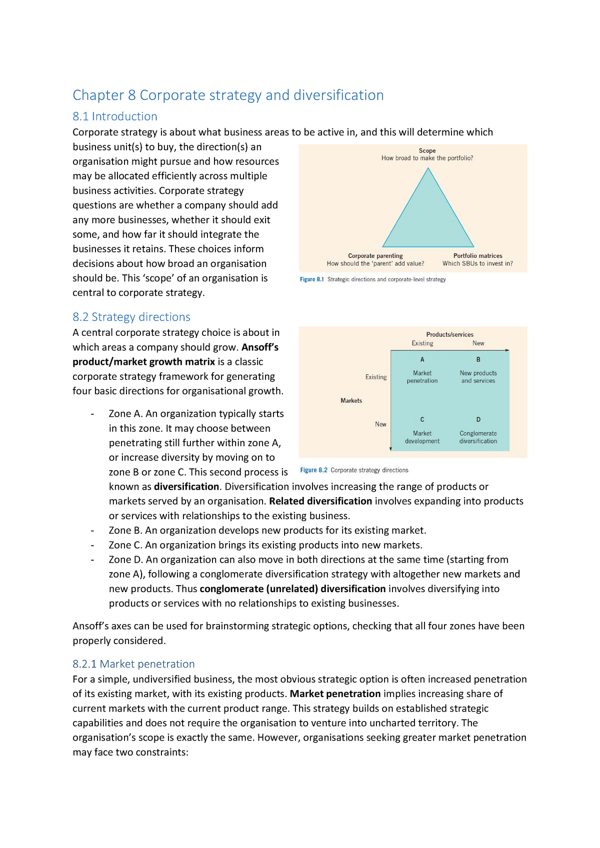 Chapter 8 - 11th Edition - Exploring Strategy - Chapter 8 Corporate ...