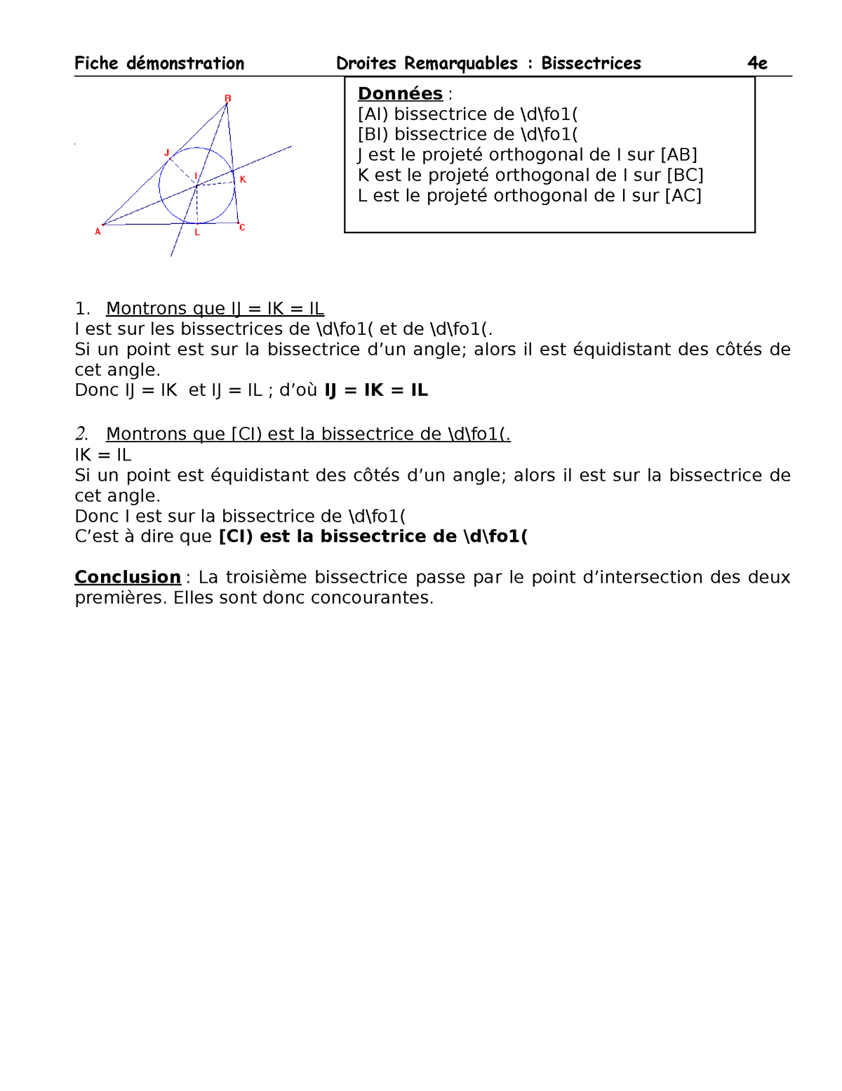 Bissectrices - Demonstration Mathematique - Fiche Démonstration Droites ...