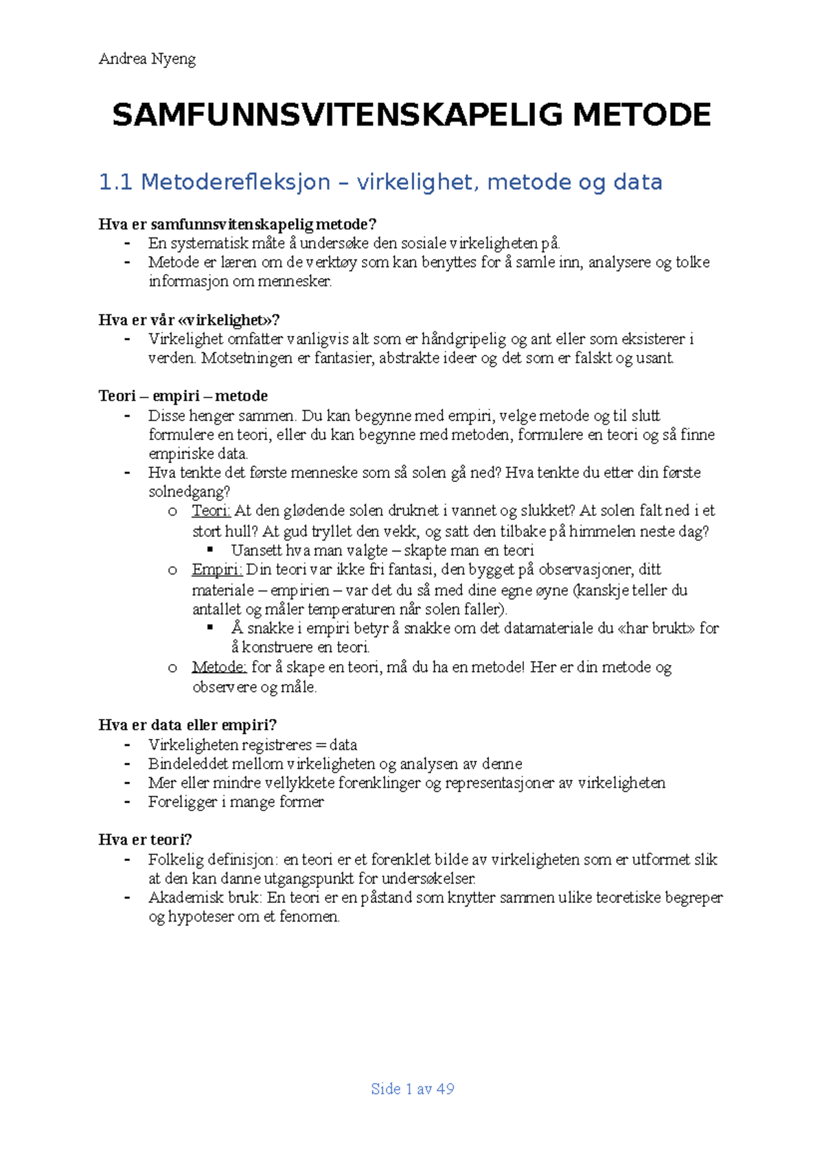 ØAMET2100 Samfunnsvitenskapelig Metode - SAMFUNNSVITENSKAPELIG METODE 1 ...