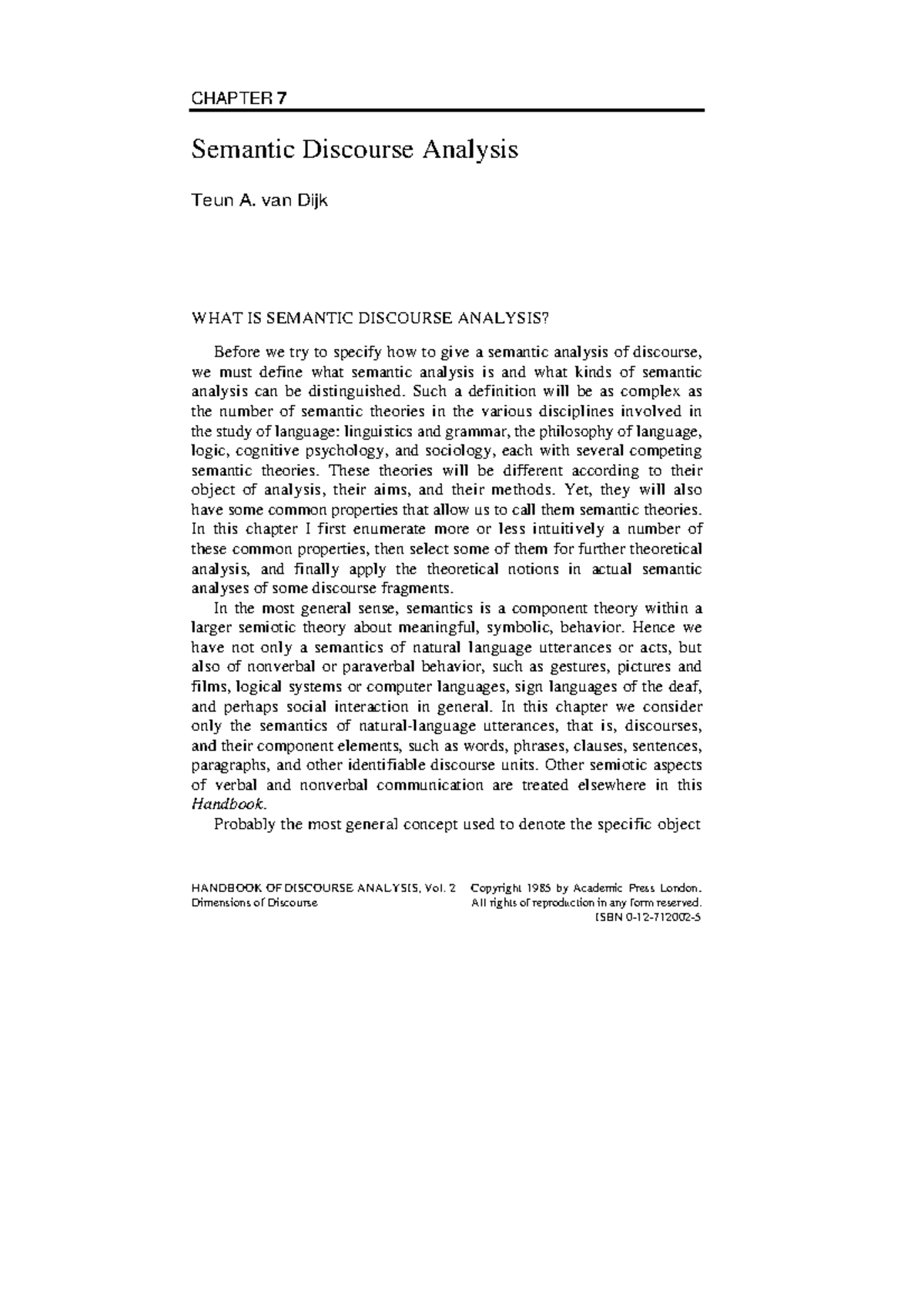 Semantic Discourse Analysis - CHAPTER 7 Semantic Discourse Analysis ...