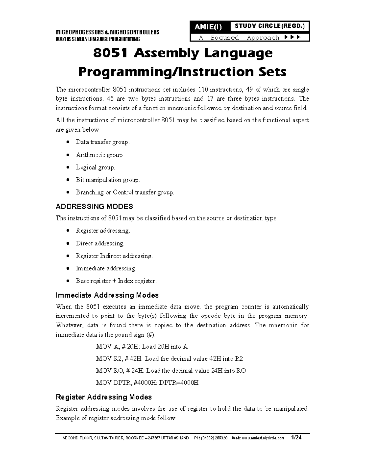 8051 programming sec b elect m&m - MICROPROCESSORS & MICROCONTROLLERS ...