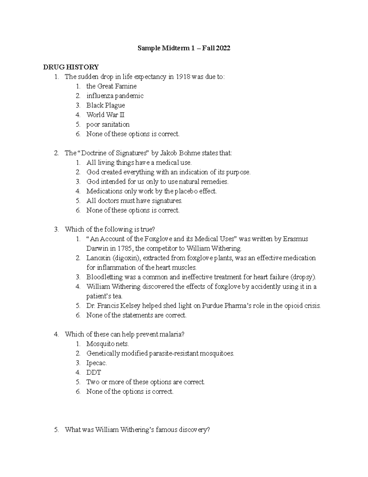 2022 F-TEAM Practice Midterm 1 V F - Sample Midterm 1 – Fall 2022 DRUG ...