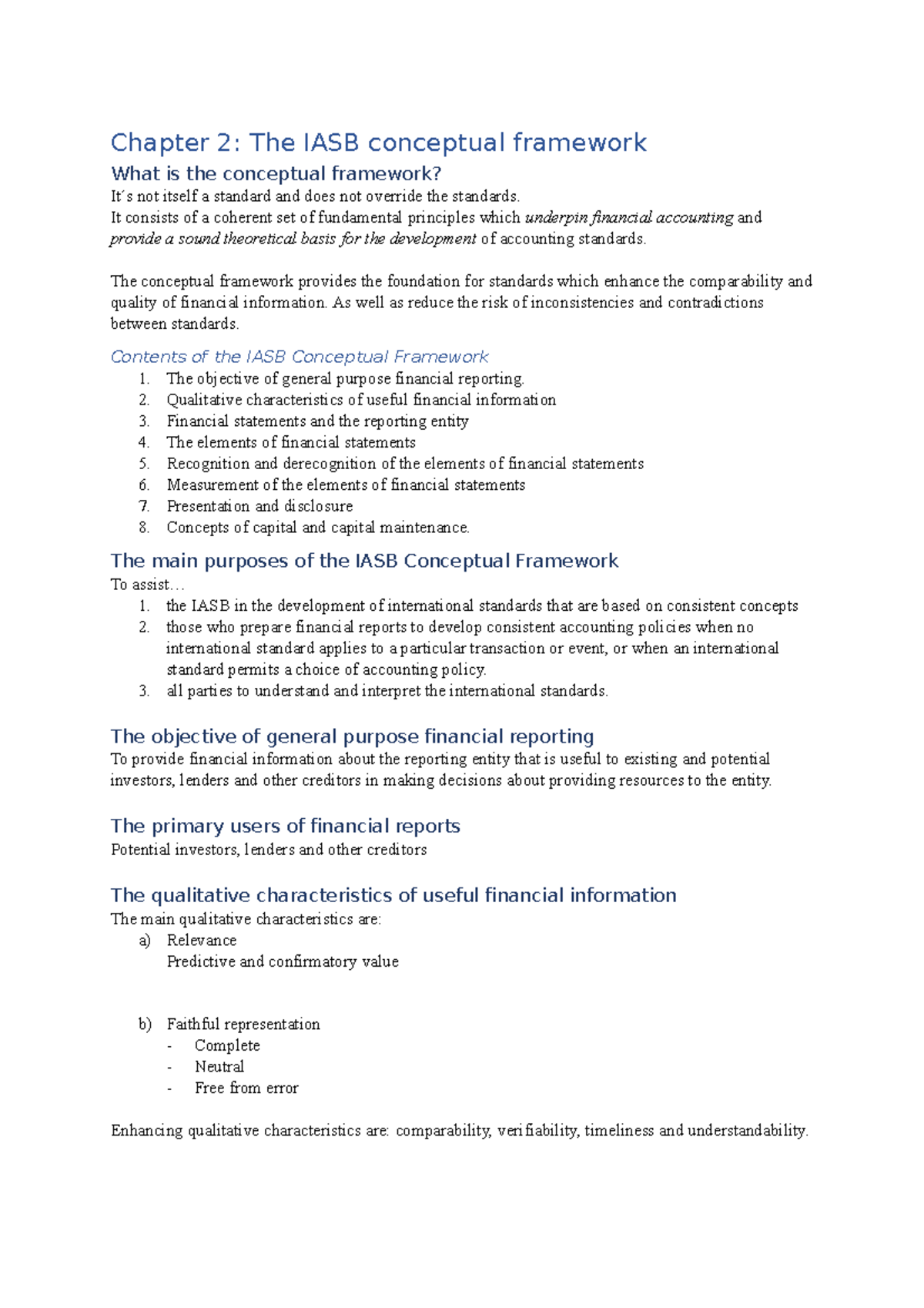 Chapter 2 - The conceptual framework I FR S - Chapter 2: The IASB ...