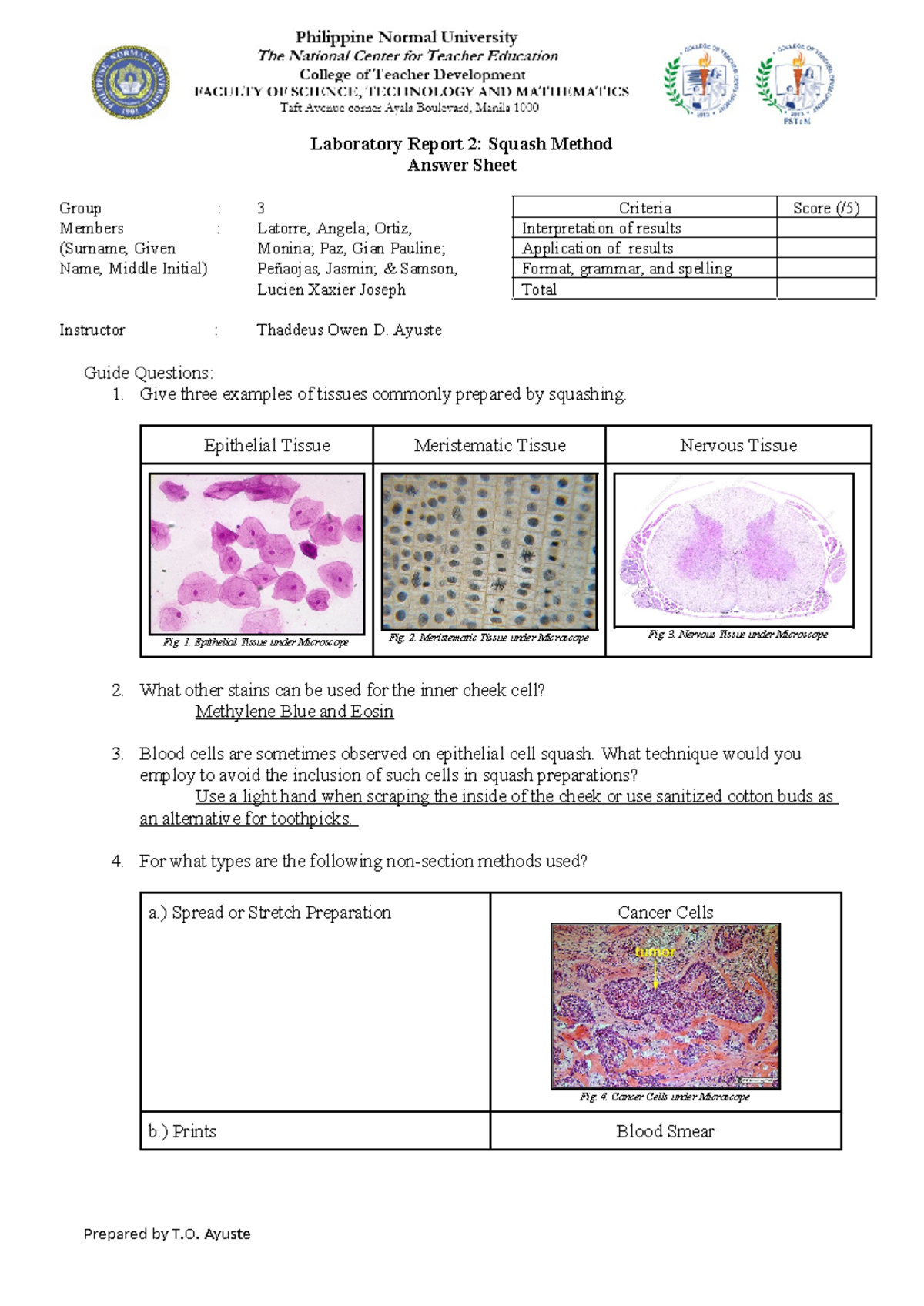 BSci E-Bio III-22 Group 3 Laboratory Report 2 Squash Method ...