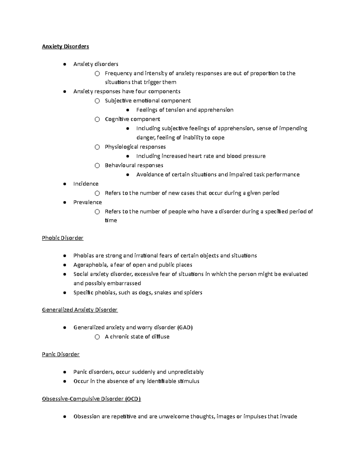 Chapter 16 - laura psych 100 notes - Anxiety Disorders Anxiety ...
