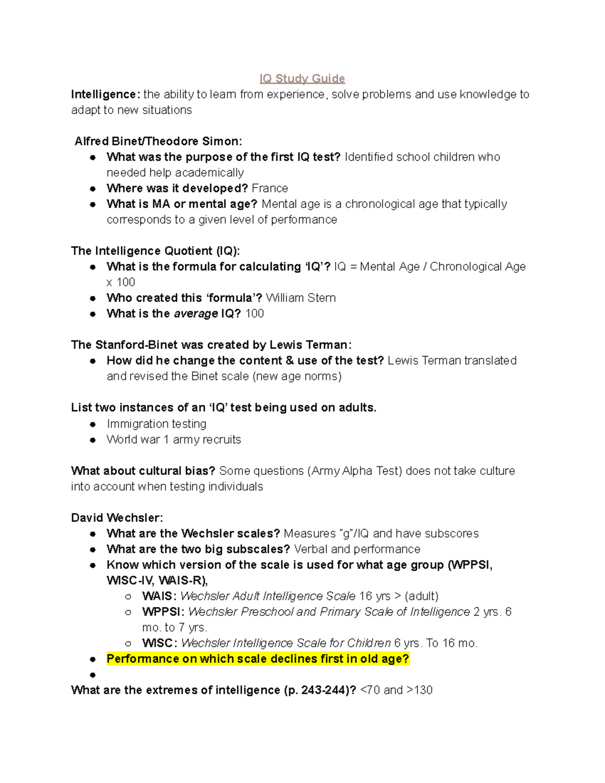 KEY IQ Study Guide - Dr. Renee Michalski - IQ Study Guide Intelligence ...