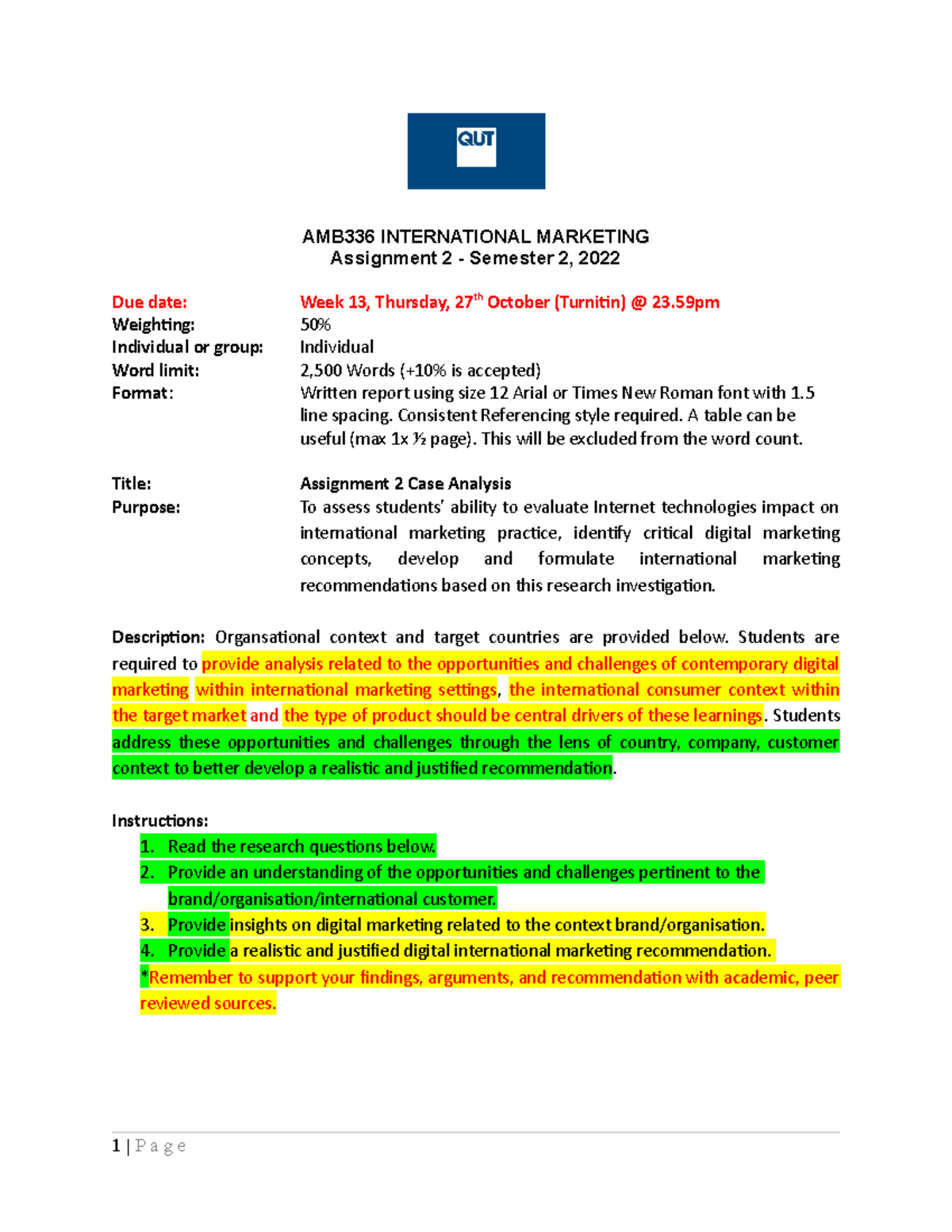 1 AMB336 Assignment 2 Guide 2022 S2 Dissected - AMB336 INTERNATIONAL ...