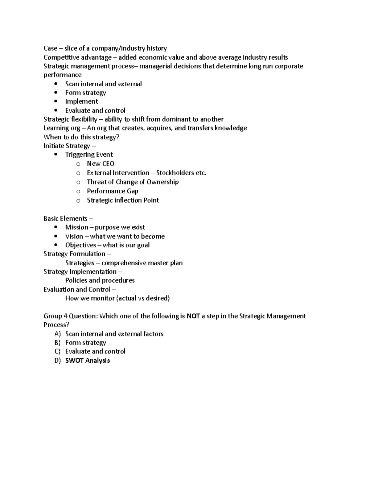 MGMT notes - Concepts explained - Case – slice of a company/industry ...