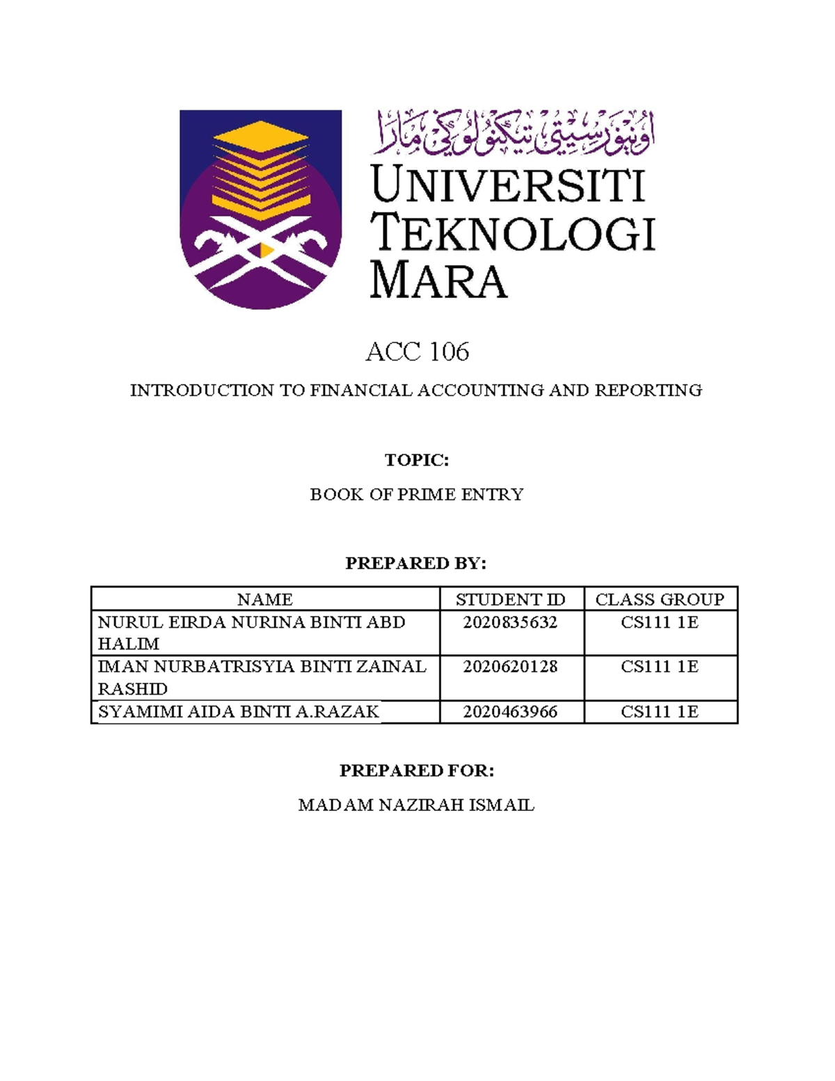 Acc106 Group Assignment Acc 106 Introduction To Financial Accounting And Reporting Topic Book Acc106 Group Assignment Acc 106 Introduction To Financial Accounting And Reporting Topic Book