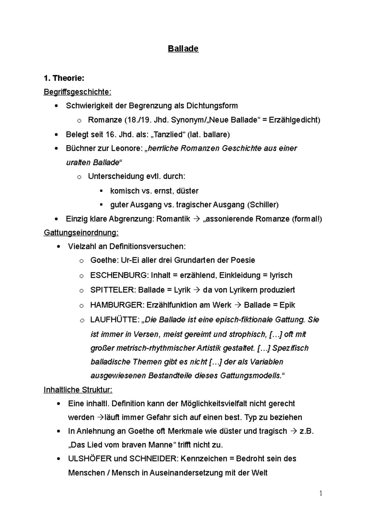 Ballade Theorie - Ballade Theorie: Begriffsgeschichte: Schwierigkeit ...