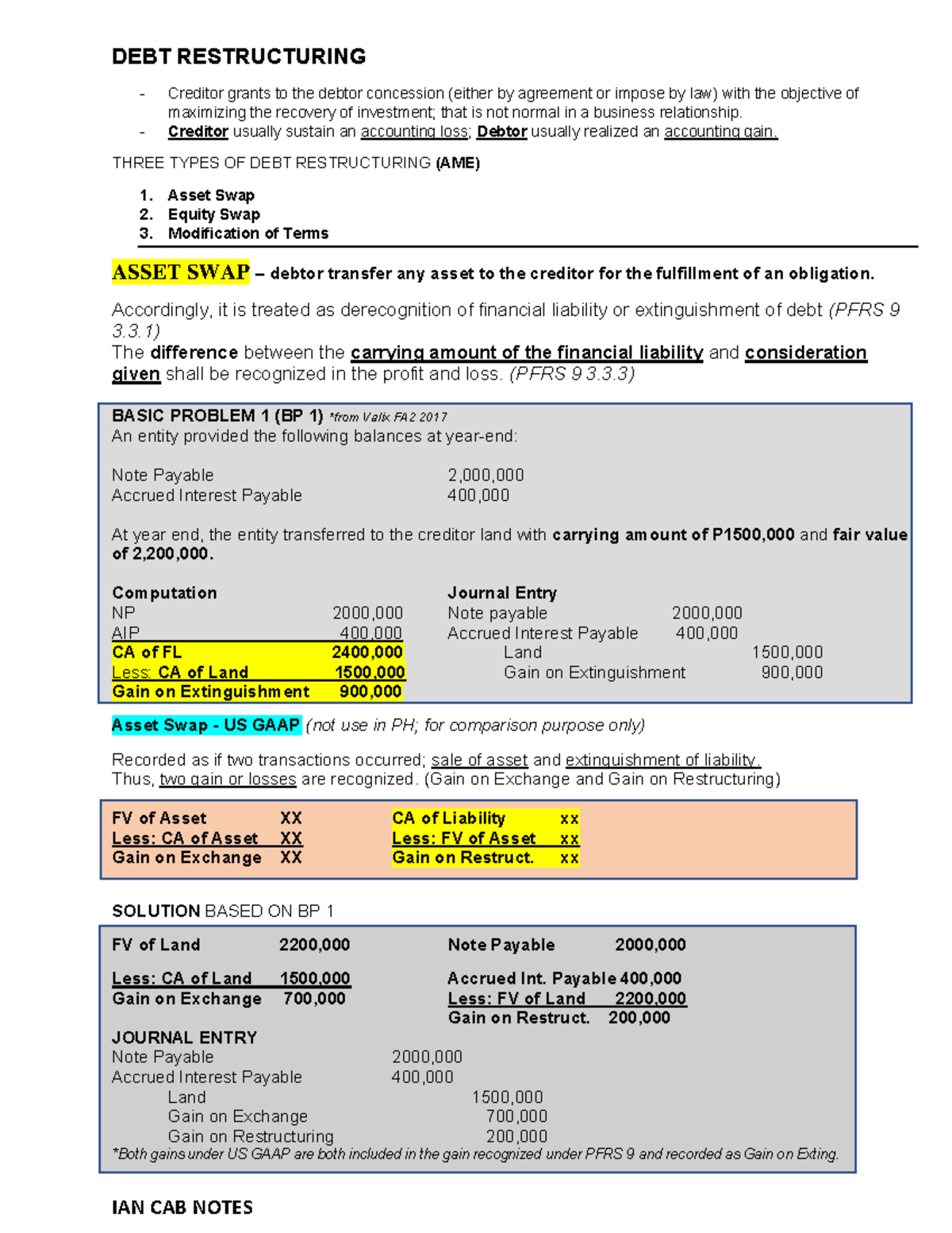 chap-11-debt-restructure-fin-acct-2-barter-summary-team-debt