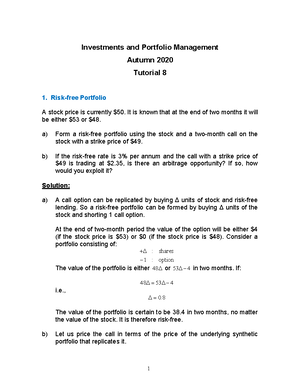 IPM - Tutorial 3 - Solutions - Investments and Portfolio Management ...