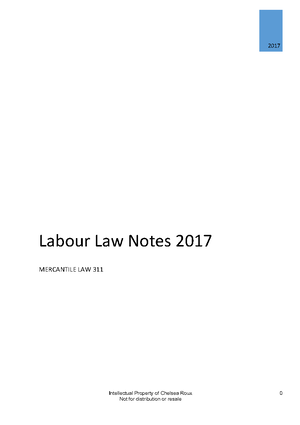 Labour law exam notes - Chapter 5: The meaning of dismissal Most of the ...
