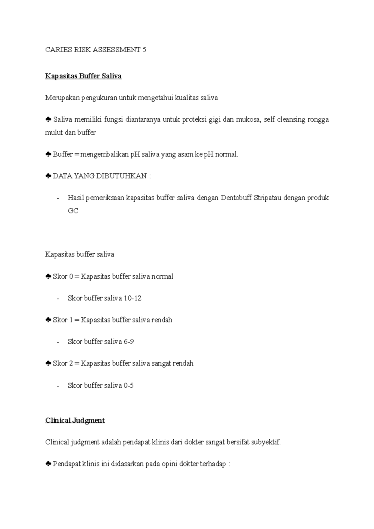 Caries RISK Assessment 5 CARIES RISK ASSESSMENT 5 Kapasitas Buffer