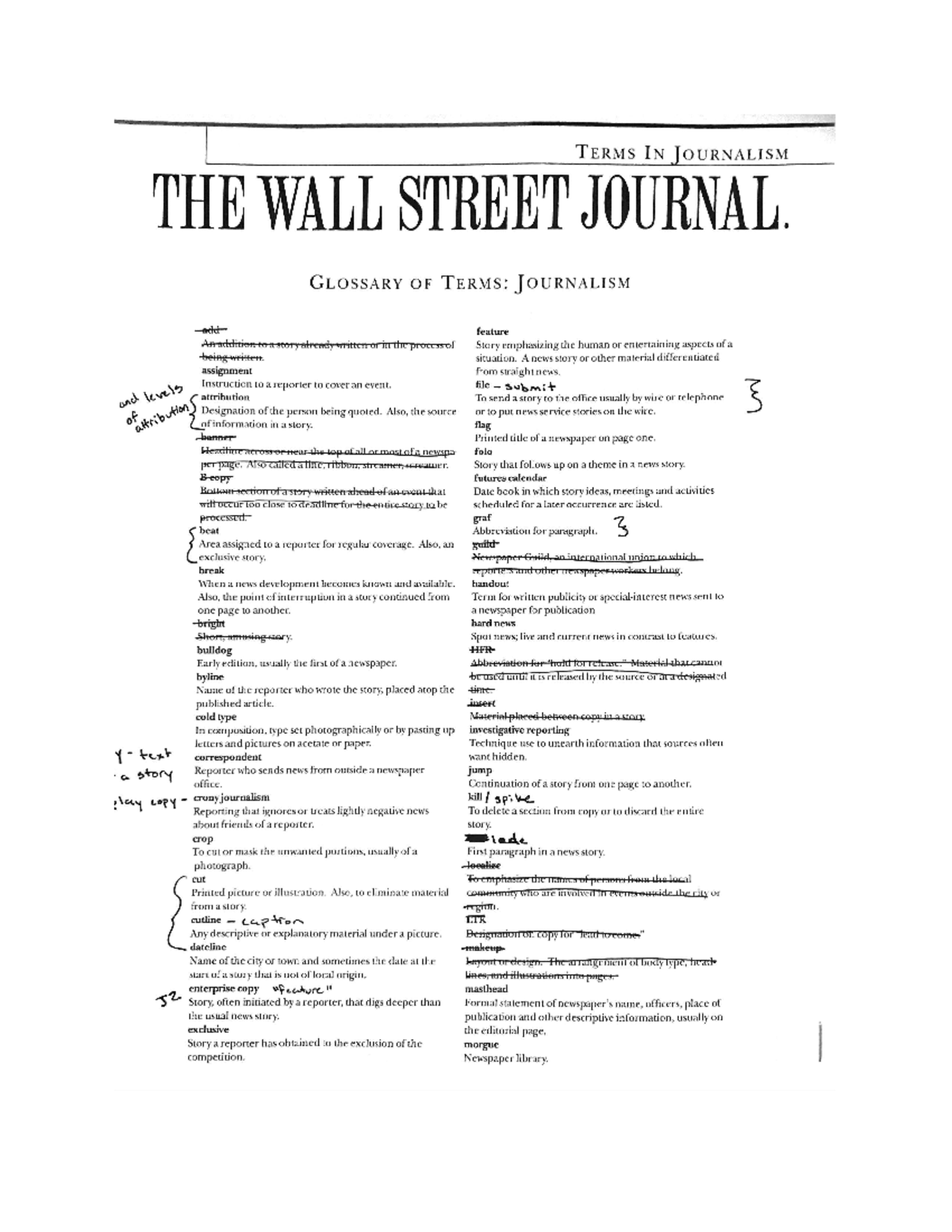 Glossary Of Journalism Terms - TERMS IN JOURNALISM THE WALL STREET ...