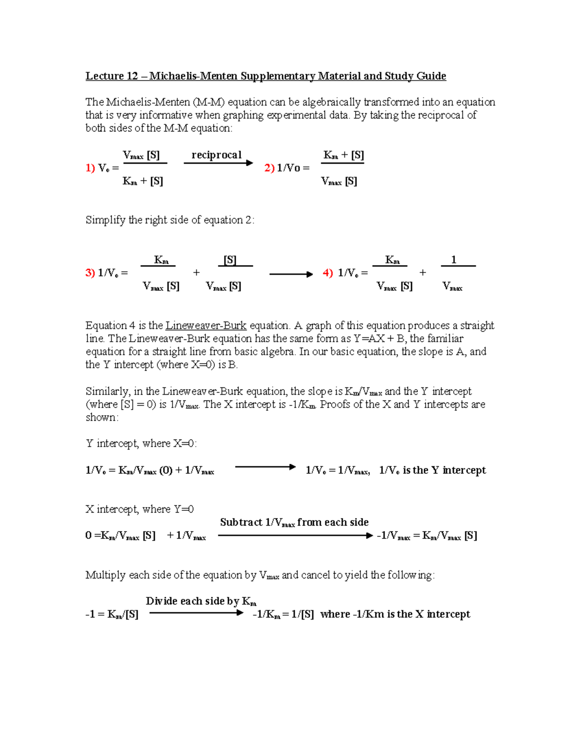 2112+Lecture+12+Study+Guide - Lecture 12 – Michaelis-Menten ...