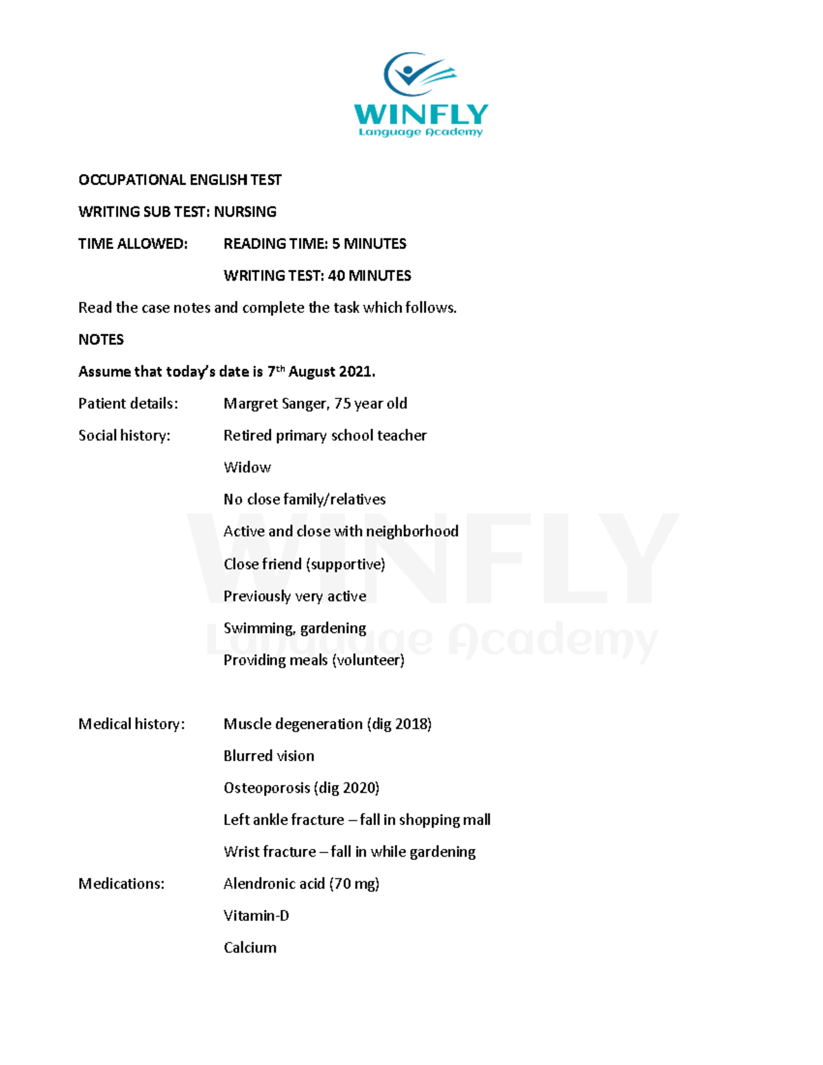 Margeret Sanger - Nik - OCCUPATIONAL ENGLISH TEST WRITING SUB TEST ...