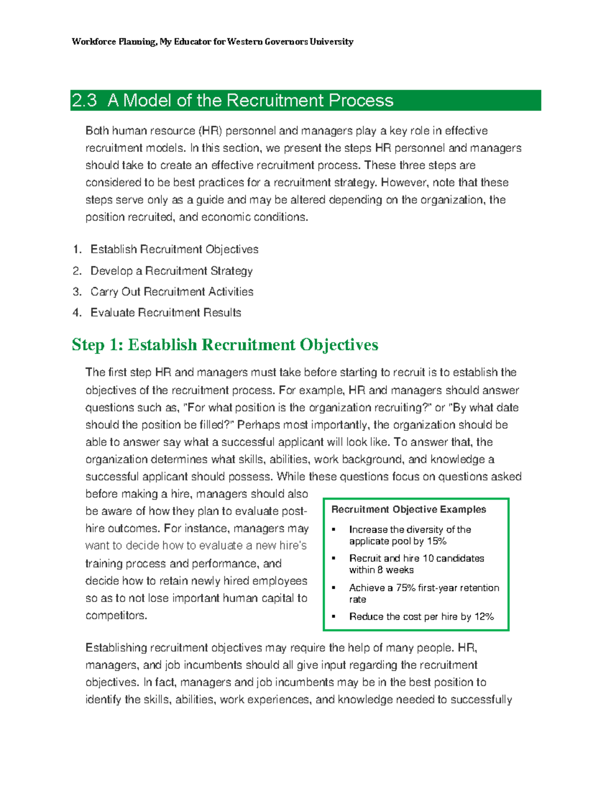 Topic 2.3 A Model of the Recruitment Process - Workforce Planning, My ...