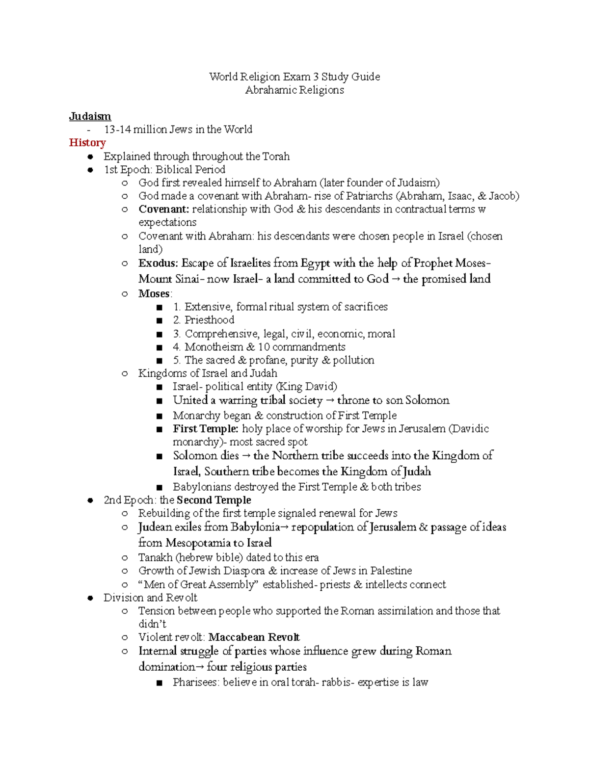 Religion Final Study Guide - World Religion Exam 3 Study Guide ...