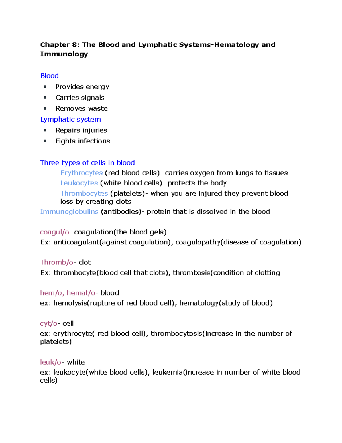 medical terminology chapter 8 homework