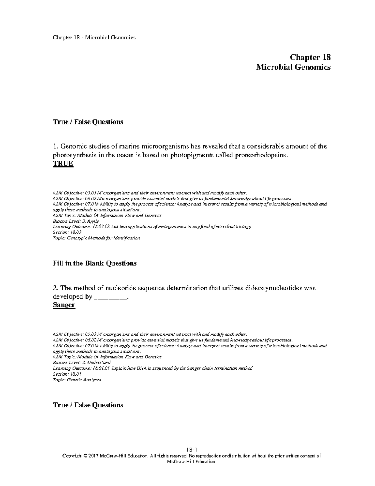 Chap018 - Chapter 18 - Microbial Genomics Chapter 18 Microbial Genomics ...