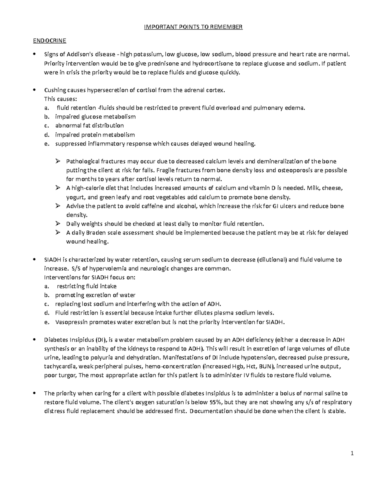 Exam 2 Important points to remember IMPORTANT POINTS TO REMEMBER