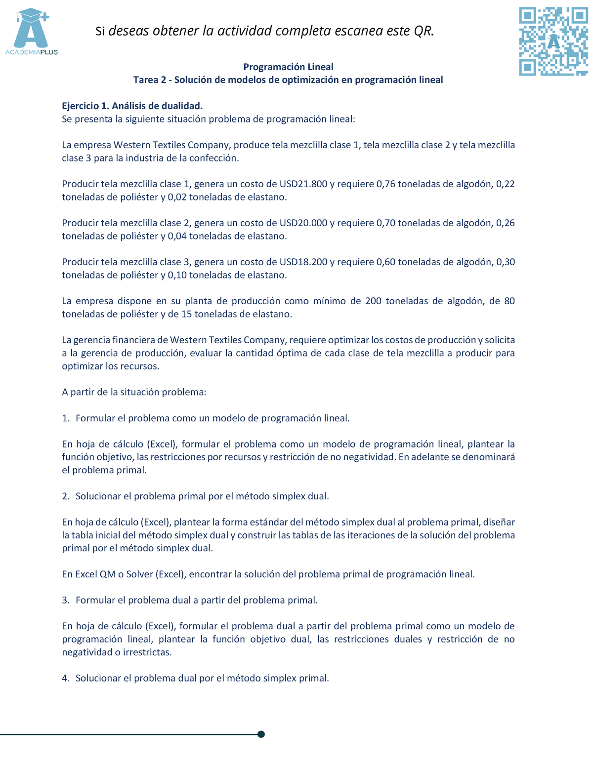 Programación Lineal, Tarea 2 Solución De Modelos De Optimización En ...