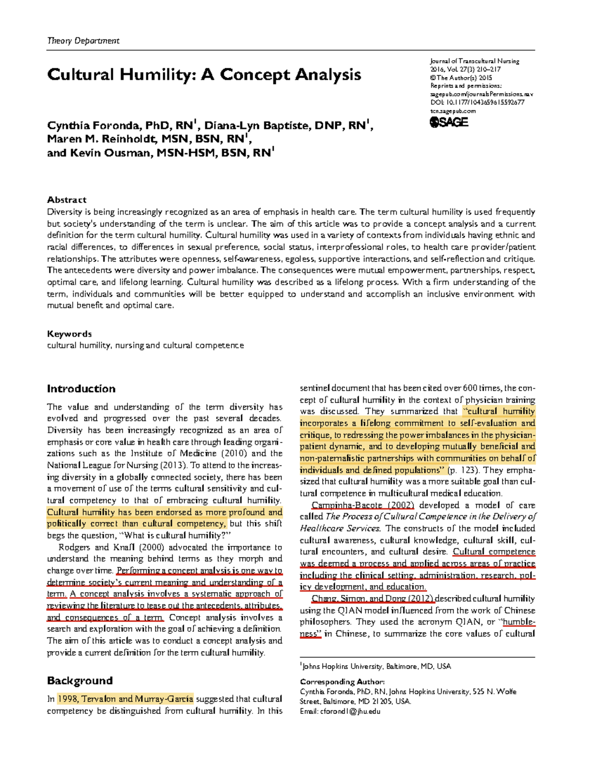 Cultural Humility-A Concept Analysis men healt - Journal of ...