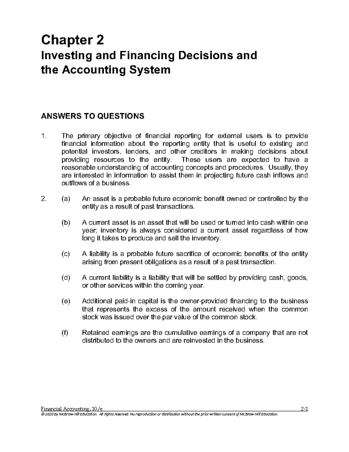 Ch2 Sol 10e - Accounting Exercises Book Solved - Financial Accounting ...