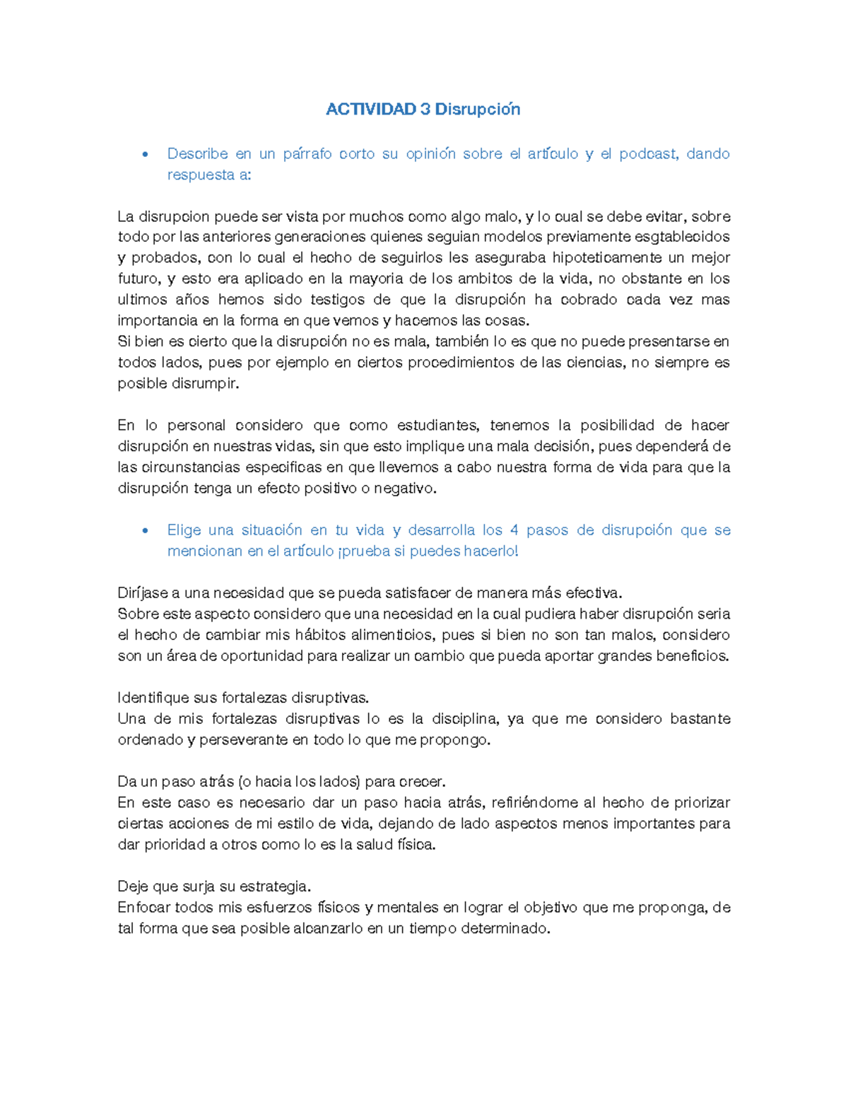 Actividad 3 Disrupción - ACTIVIDAD 3 Disrupción Describe En Un Párrafo ...