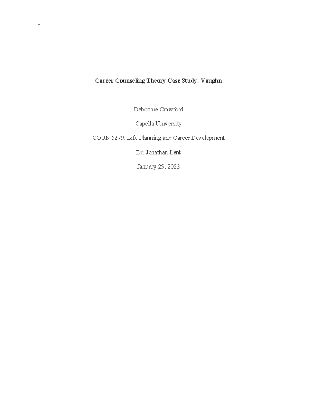 career counseling theory case study