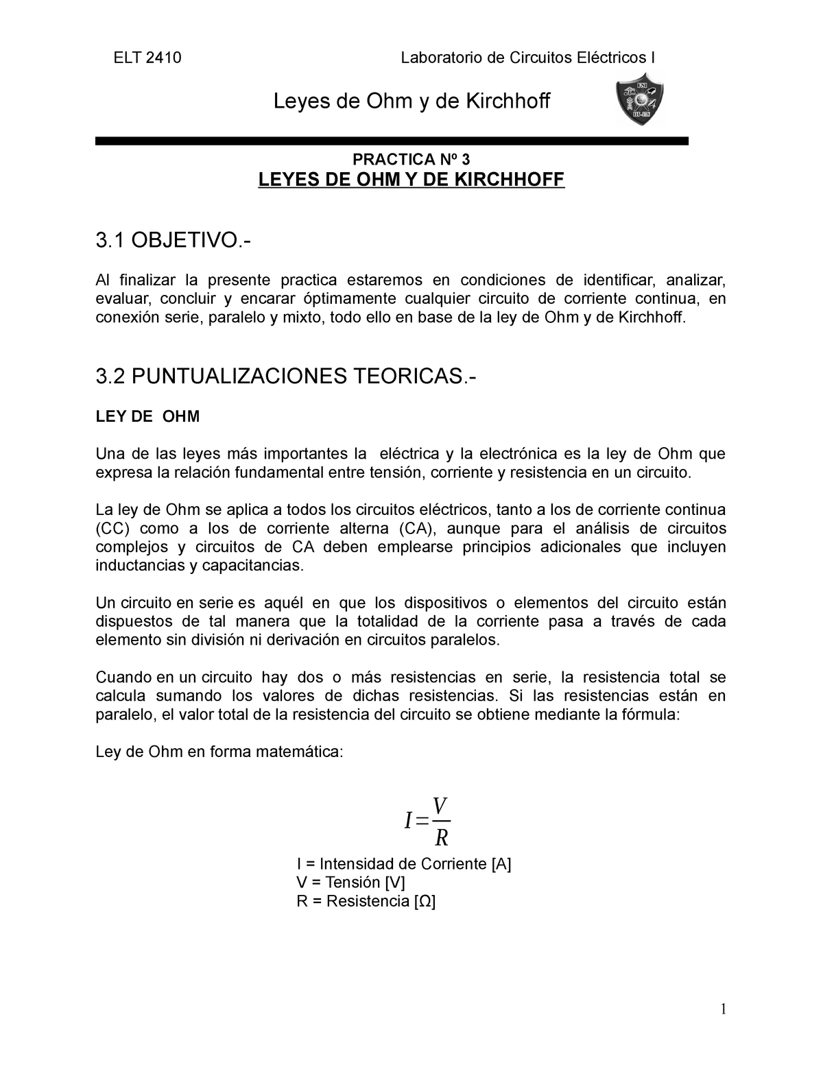 Leyes De Ohm Y Kirchhoff 5 Leyes De Ohm Y De Kirchhoff Practica Nº 3 Leyes De Ohm Y De 9695